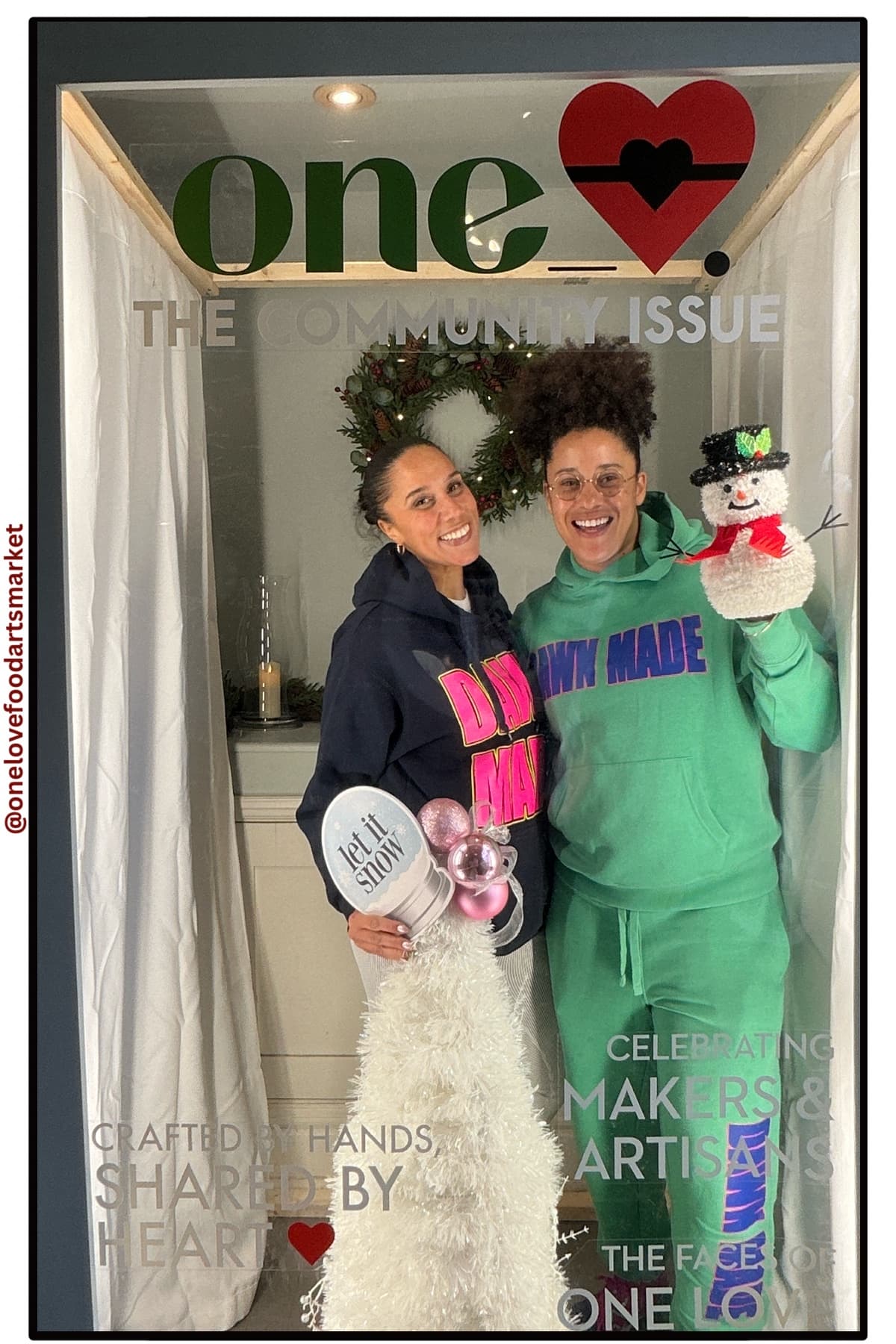 One Love Market photobooth, friends with props